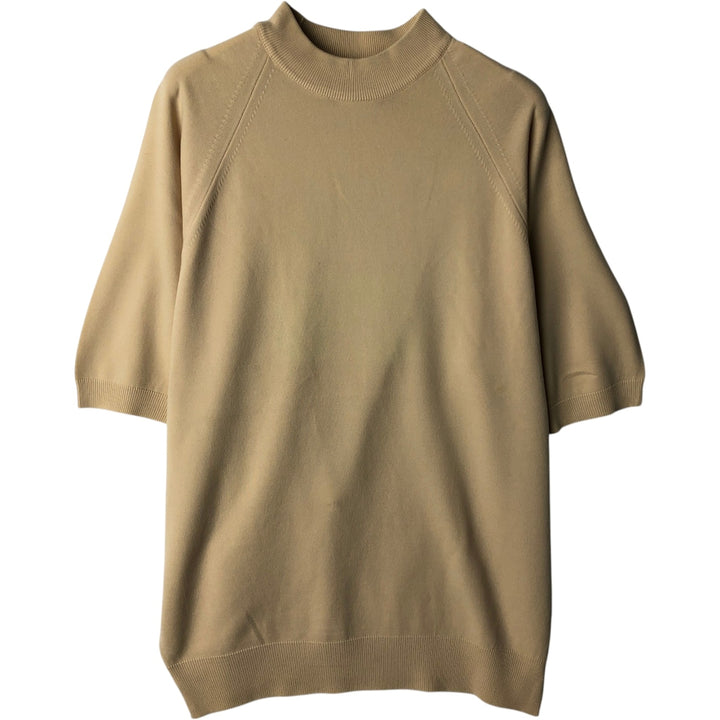 THANE BAN-LON Short-Sleeve Knit Sweater, Made in USA, Men's Size S (Equivalent), Vintage Nylon Beige type Vintage Second Hand