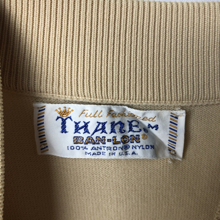 THANE BAN-LON Short-Sleeve Knit Sweater, Made in USA, Men's Size S (Equivalent), Vintage Nylon Beige type Vintage Second Hand