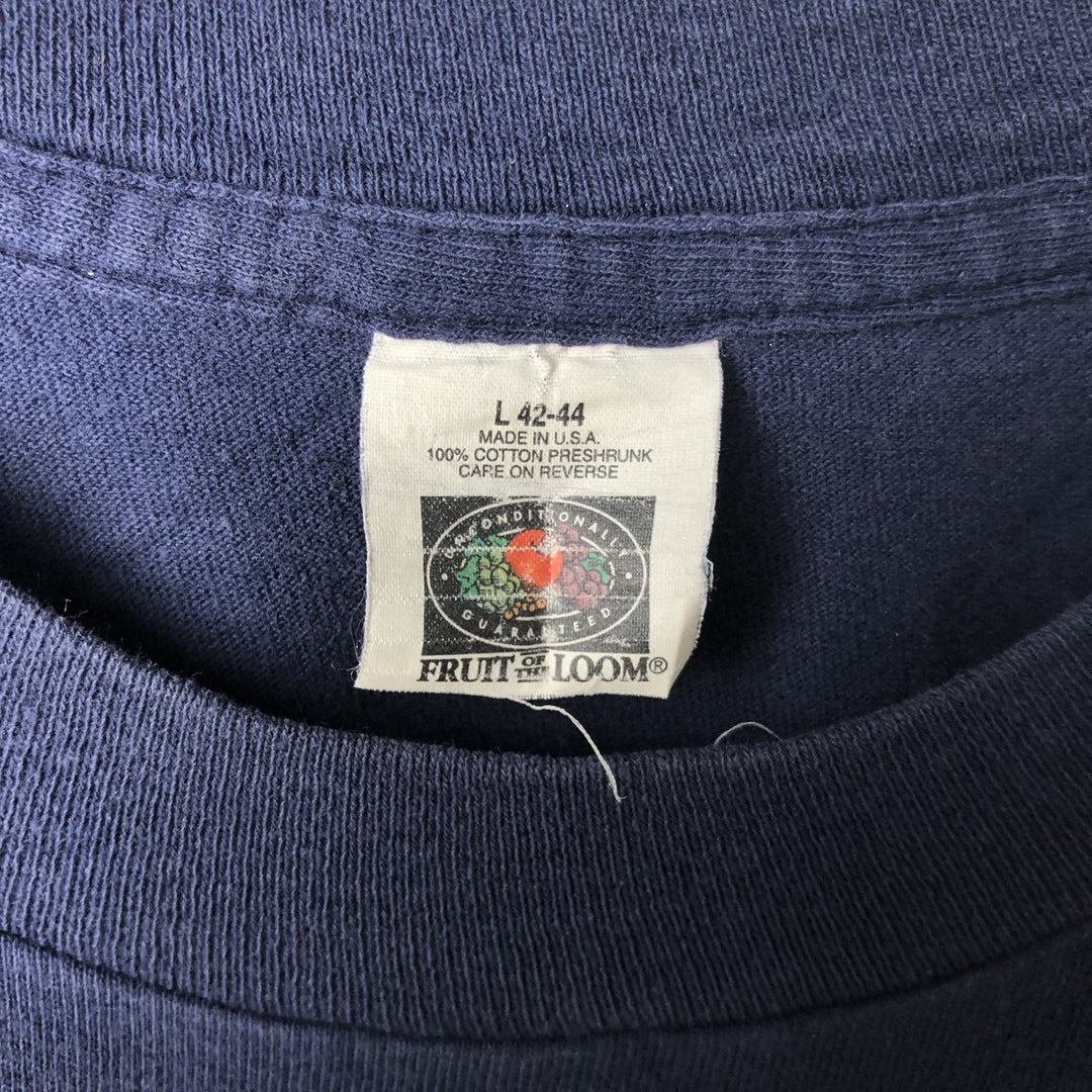 90'S Fruit of the Loom plain pocket T-shirt made in the USA, men's size L, vintage cotton navy blue type Vintage Second Hand