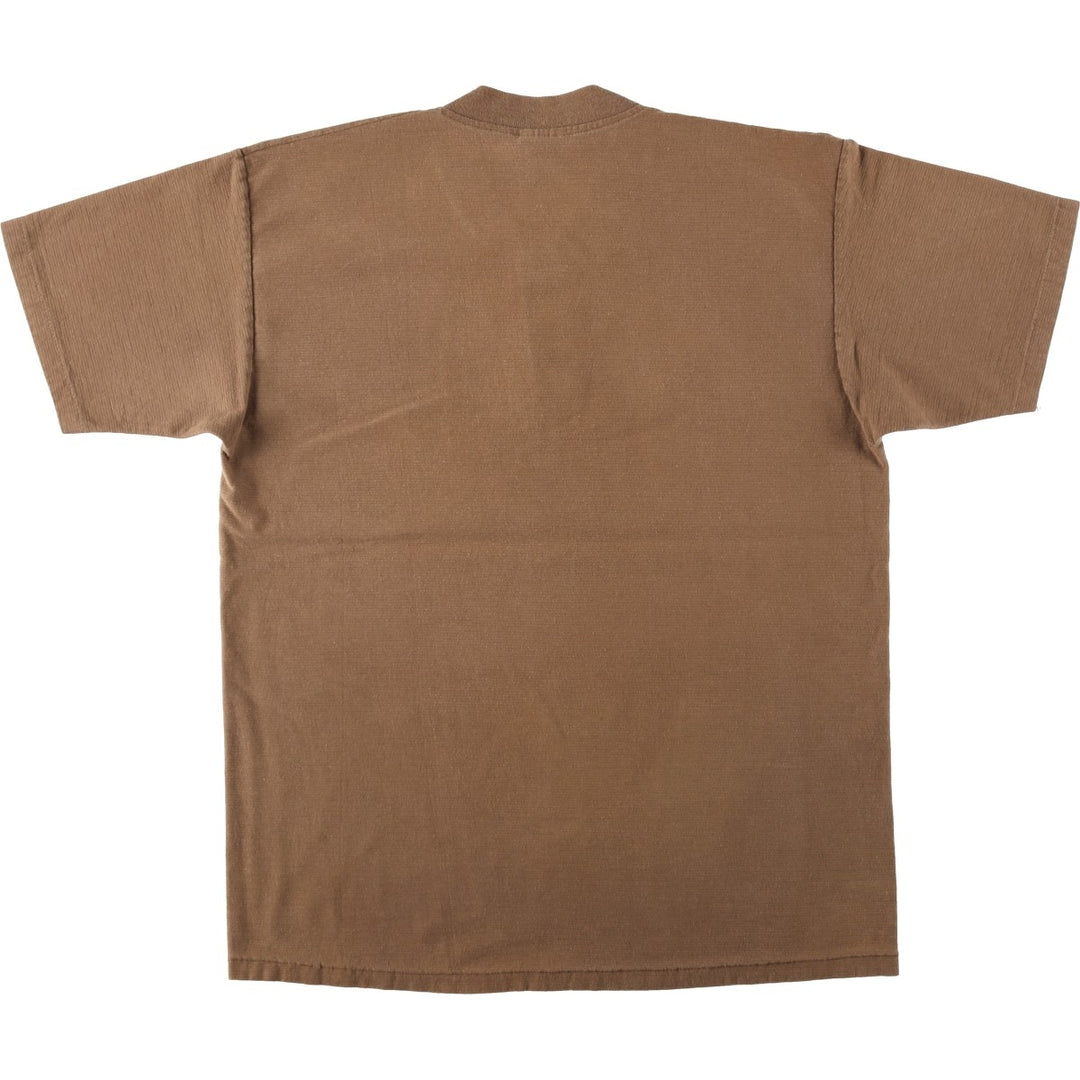 90'S ONEITA SUPER HEAVYWEIGHT Plain Henley Neck T-Shirt, Made in USA, Men's XL equivalent, Vintage cotton brown type Vintage Second Hand