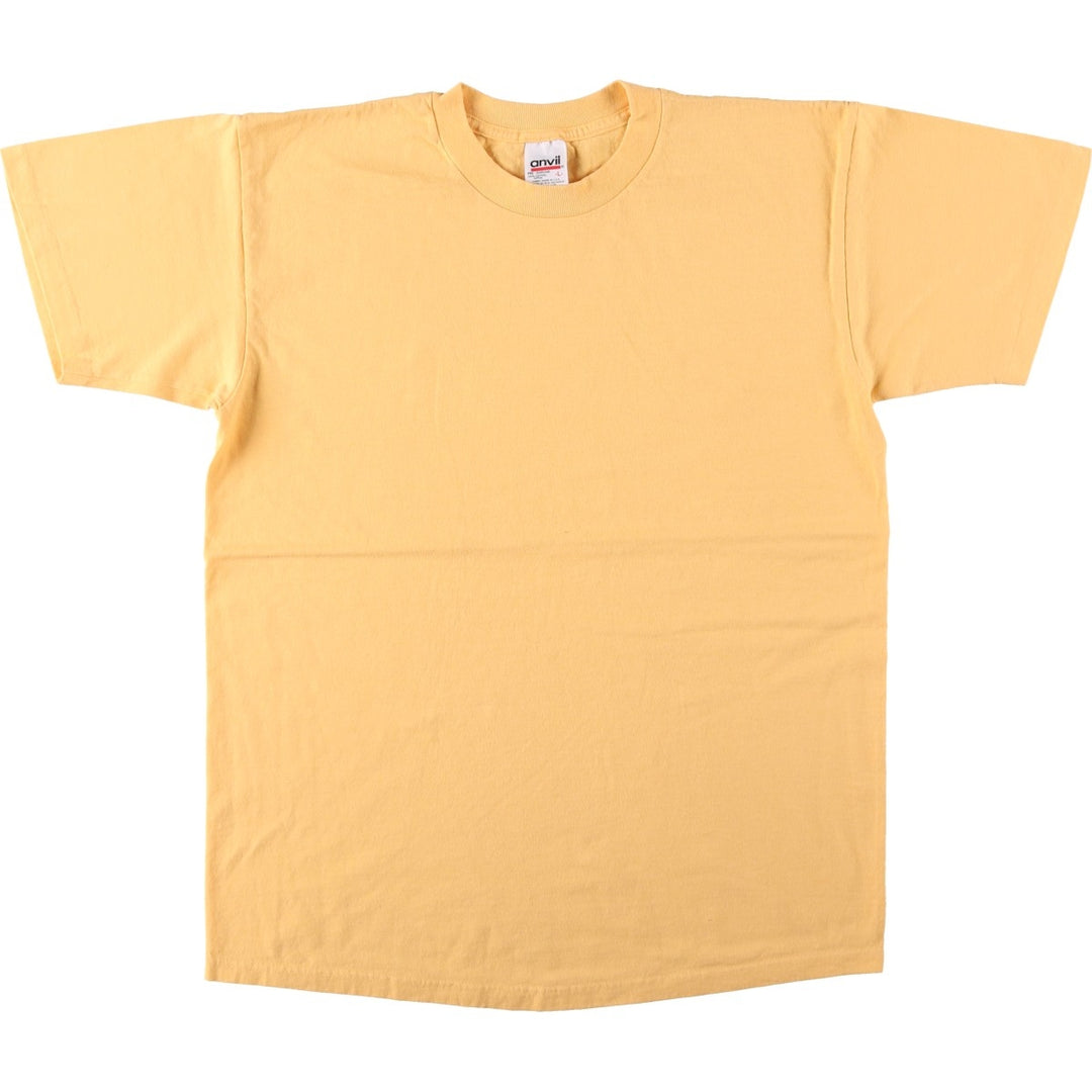 90'S Anvil Plain T-Shirt, Men's Size L (Equivalent), Vintage cotton yellow type Vintage Second Hand