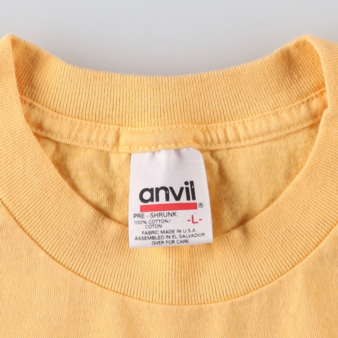 90'S Anvil Plain T-Shirt, Men's Size L (Equivalent), Vintage cotton yellow type Vintage Second Hand