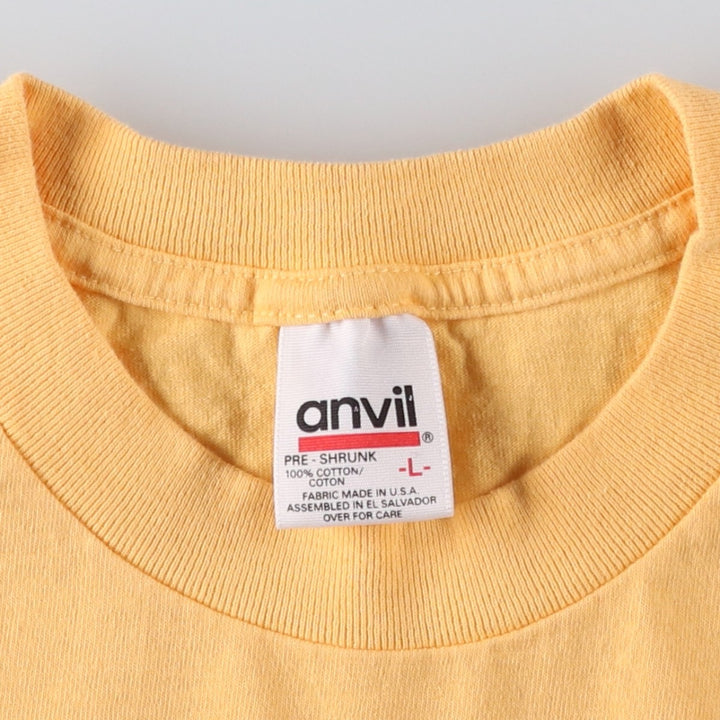 90'S Anvil Plain T-Shirt, Men's Size L (Equivalent), Vintage cotton yellow type Vintage Second Hand