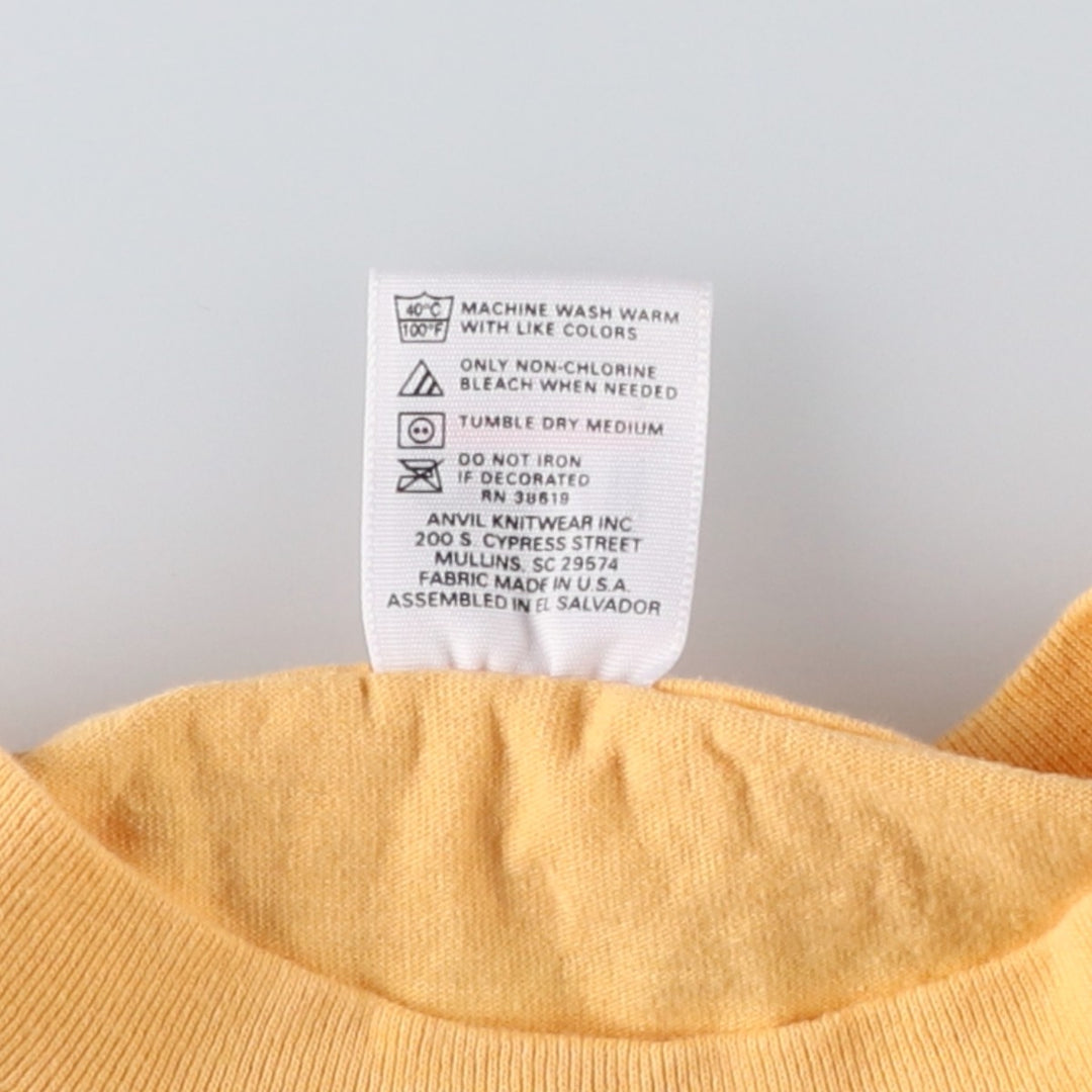90'S Anvil Plain T-Shirt, Men's Size L (Equivalent), Vintage cotton yellow type Vintage Second Hand