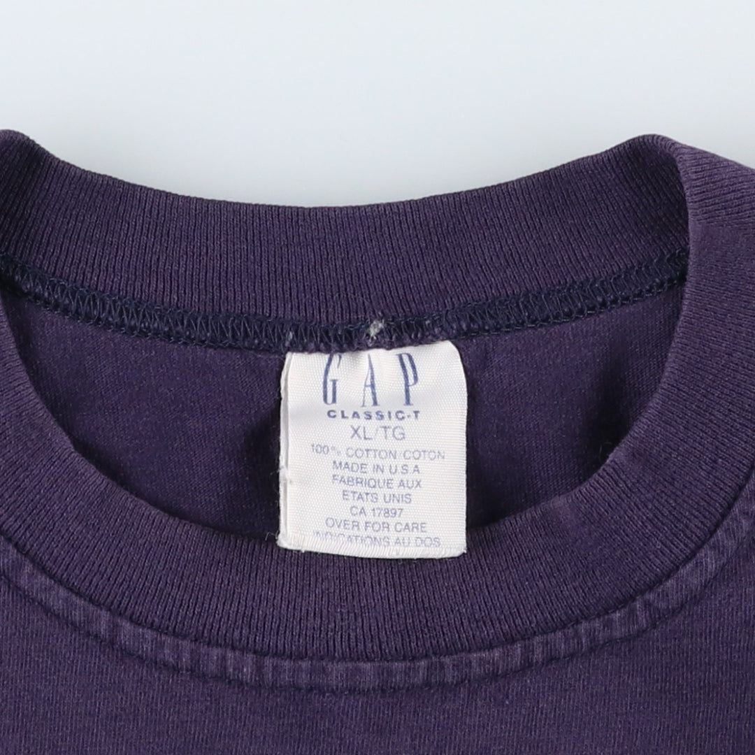 90'S GAP Old Gap Plain T-Shirt Made in USA Men's XL equivalent Vintage cotton Purple type blue-purple Vintage Second Hand