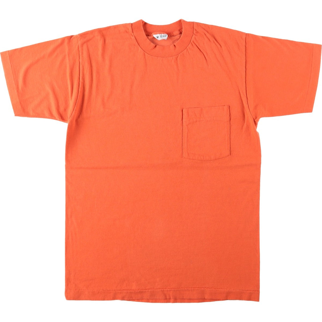 90'S Plain Pocket T-Shirt, Made in USA, Men's Size M (Equivalent), Vintage cotton orange type Vintage Second Hand