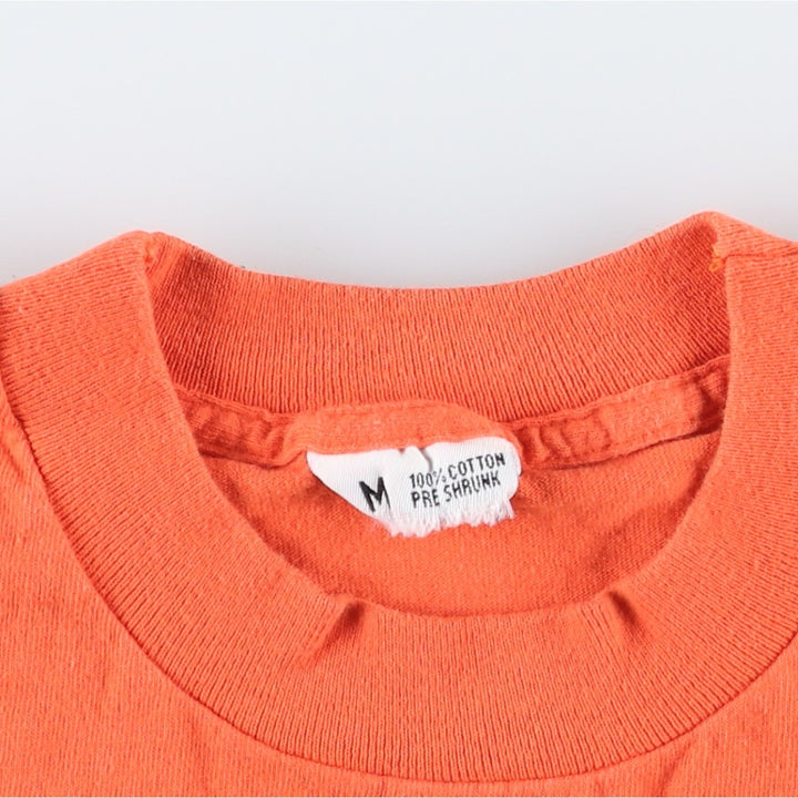 90'S Plain Pocket T-Shirt, Made in USA, Men's Size M (Equivalent), Vintage cotton orange type Vintage Second Hand