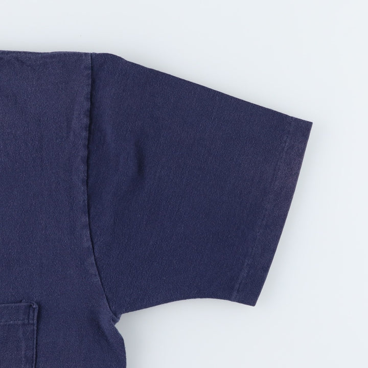 90'S Town Craft Plain Pocket T-Shirt, Made in USA, Men's Size L (Equivalent), Vintage cotton navy blue type Vintage Second Hand