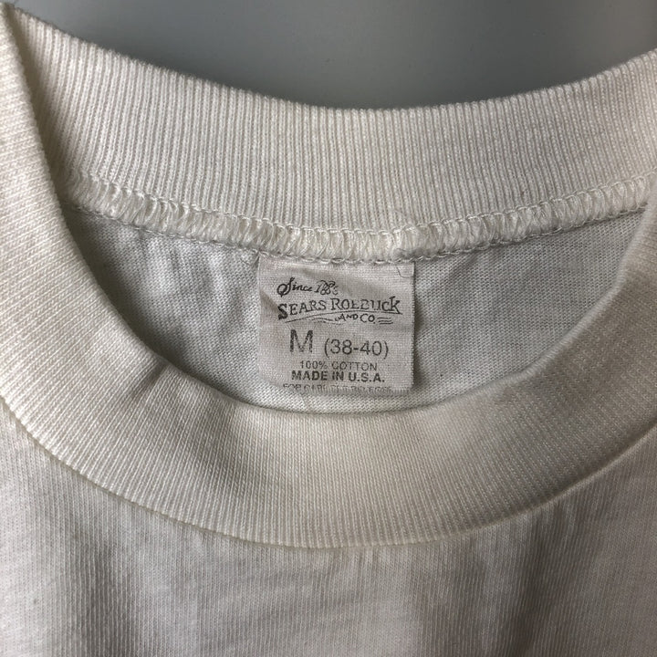 80s-90'S Sears plain t-shirt, made in USA, men's size M equivalent, vintage. cotton white type Vintage Second Hand