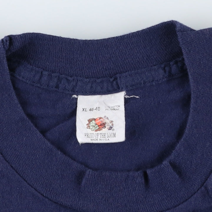 90'S Fruit of the Loom plain pocket T-shirt made in the USA, men's XL size, vintage cotton navy blue type Vintage Second Hand