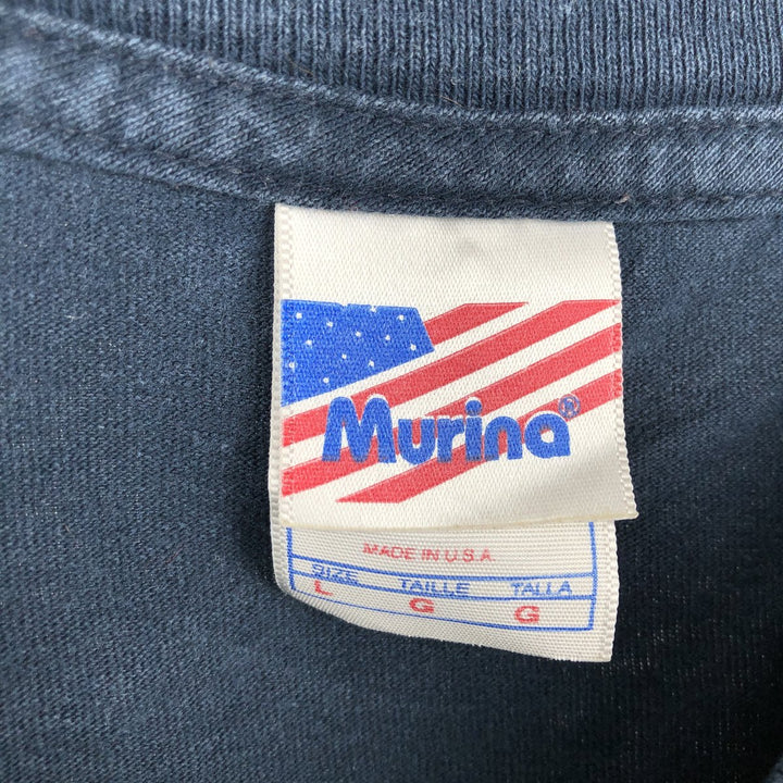 90s-00'S Murina Plain T-shirt, Made in USA, Men's Size L cotton navy blue type Vintage Second Hand
