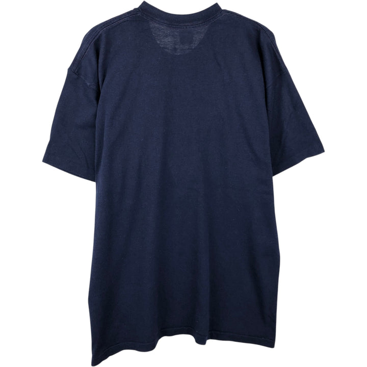 80'S 5050 Plain Pocket T-Shirt, Made in USA, Men's XL equivalent, Vintage polyester navy blue type Vintage Second Hand
