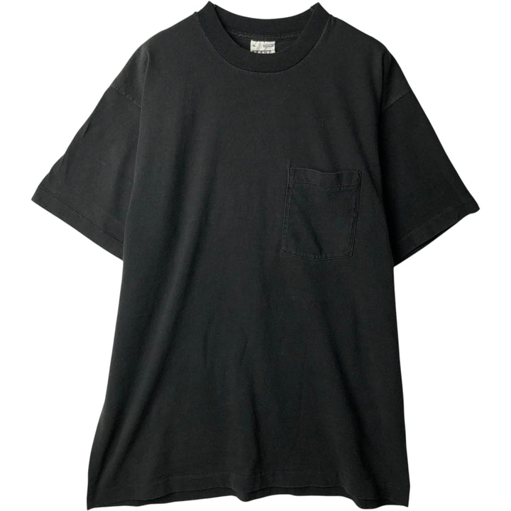 90'S TREND BASICS Plain Pocket T-Shirt, Made in USA, Men's XL equivalent, Vintage cotton black type Vintage Second Hand