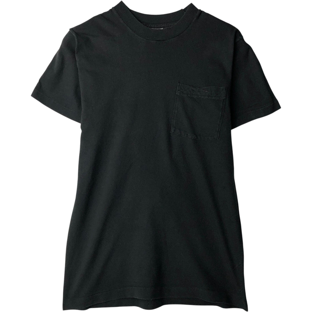 90'S Fruit of the Loom Plain Pocket T-Shirt, Made in USA, Men's Size S (Equivalent), Vintage cotton black type Vintage Second Hand