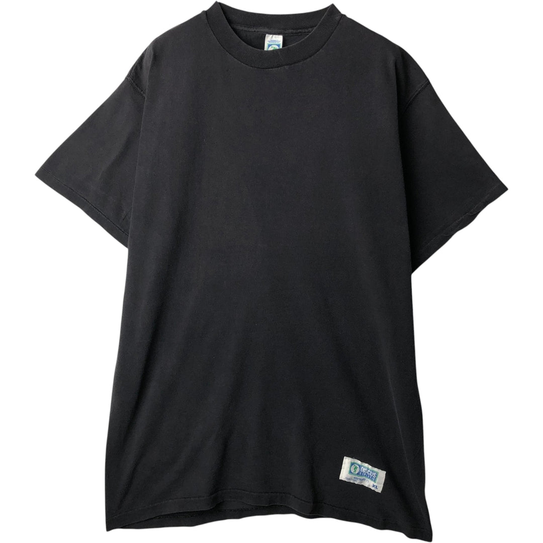 90'S Discus Athletic plain t-shirt, made in USA, men's size XL equivalent, vintage. cotton black type Vintage Second Hand