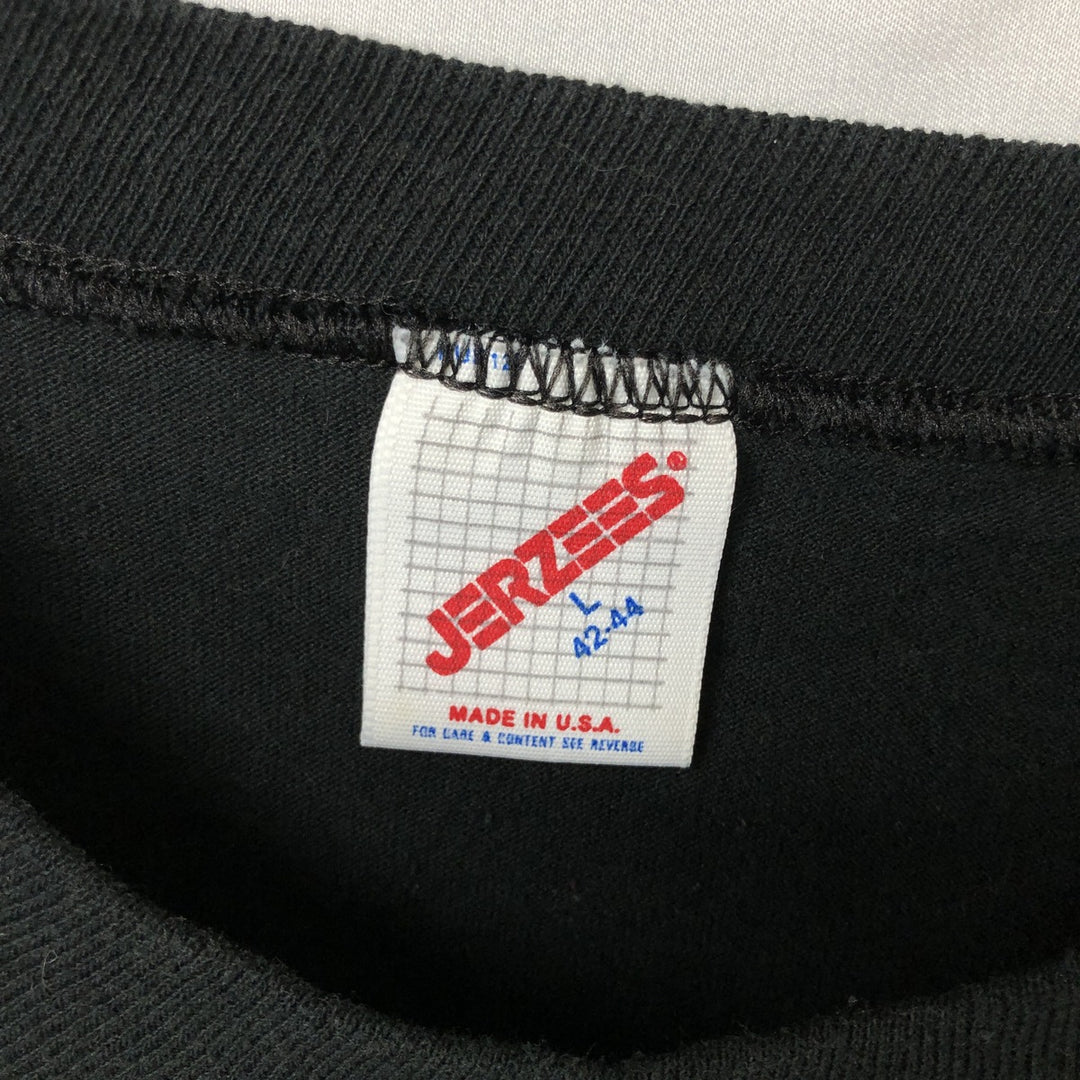 80s-90'S Jerzees plain t-shirt, made in USA, men's size L equivalent, vintage. cotton black type Vintage Second Hand