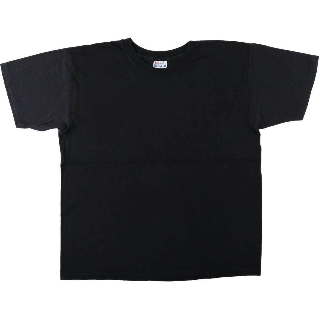 80s-90'S Hanes TOP-T Plain T-Shirt, Made in USA, Men's XL equivalent, Vintage cotton black type Vintage Second Hand