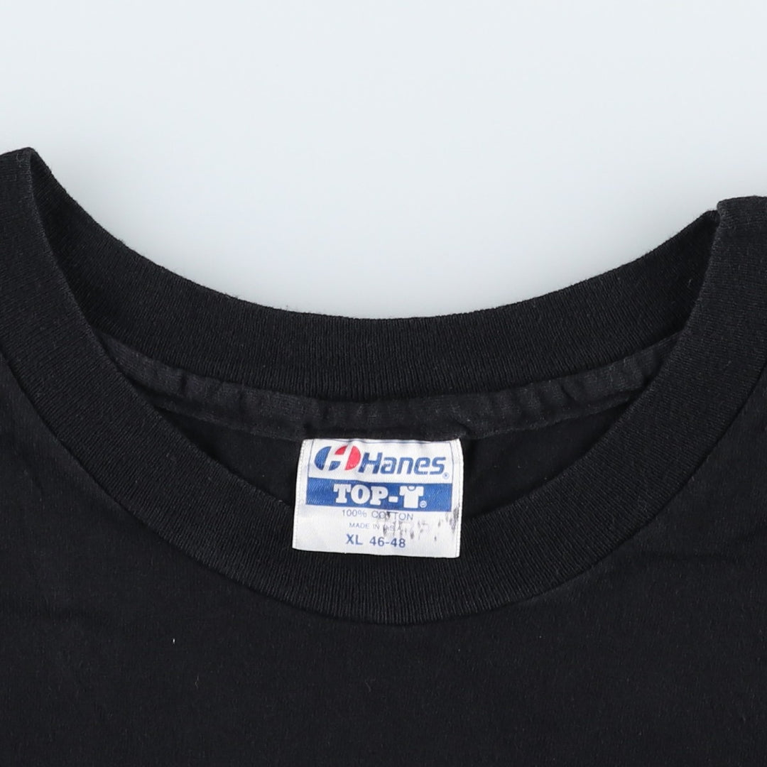 80s-90'S Hanes TOP-T Plain T-Shirt, Made in USA, Men's XL equivalent, Vintage cotton black type Vintage Second Hand