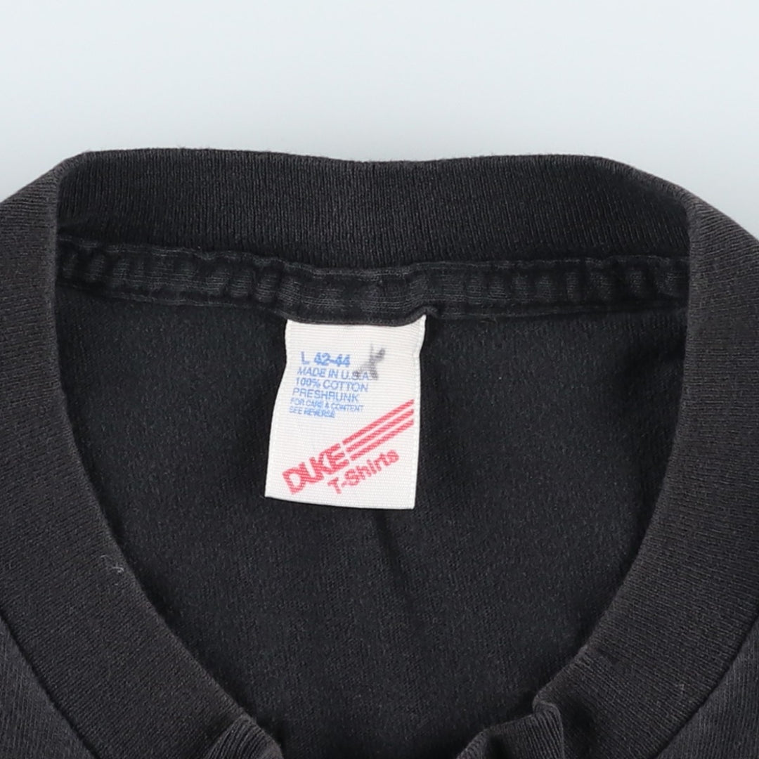 80s-90'S DUKE Plain T-Shirt, Made in USA, Men's Size L (Equivalent), Vintage cotton black type Vintage Second Hand