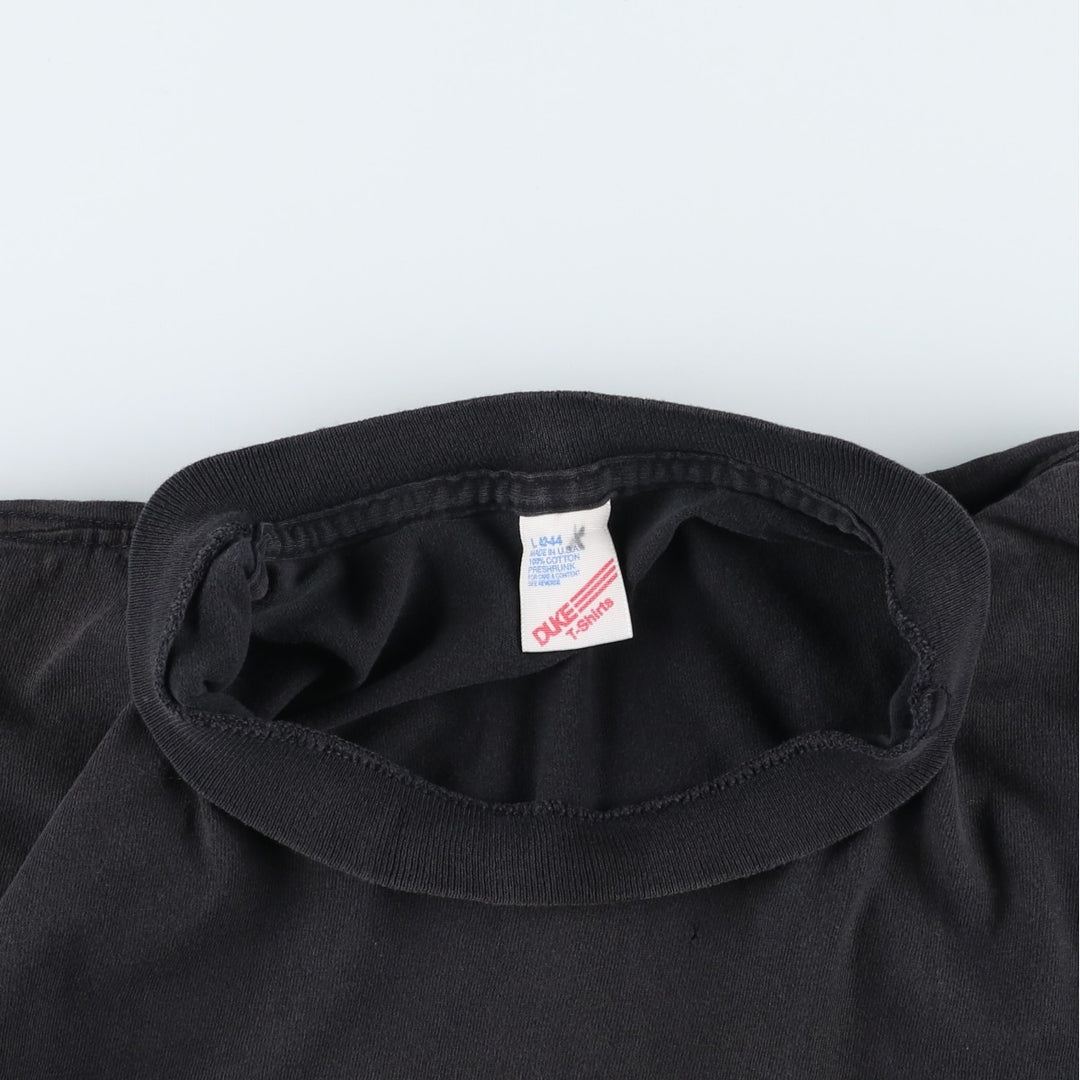80s-90'S DUKE Plain T-Shirt, Made in USA, Men's Size L (Equivalent), Vintage cotton black type Vintage Second Hand