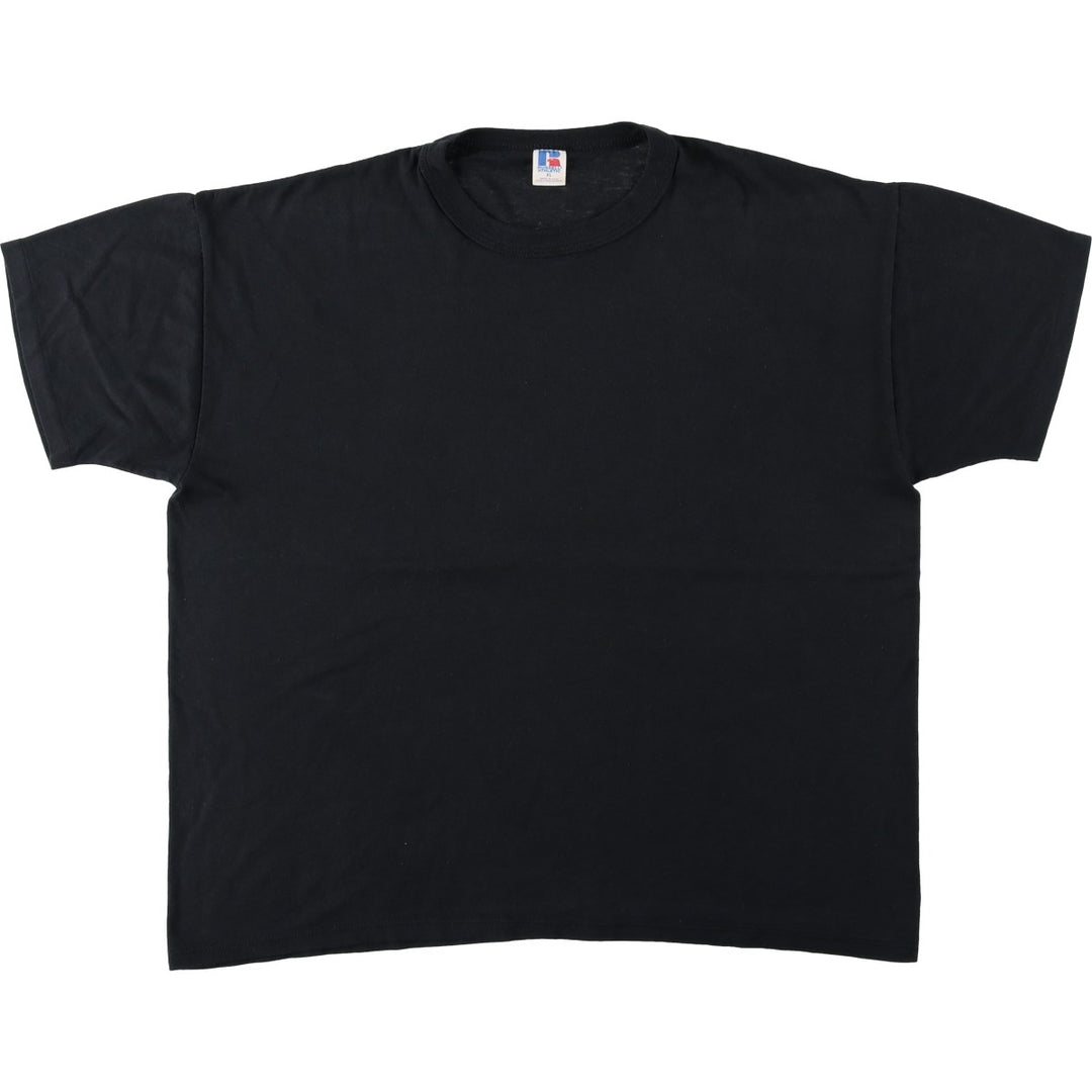 90'S Russell Athletic Plain T-Shirt, Made in USA, Men's XL equivalent, Vintage polyester black type Vintage Second Hand