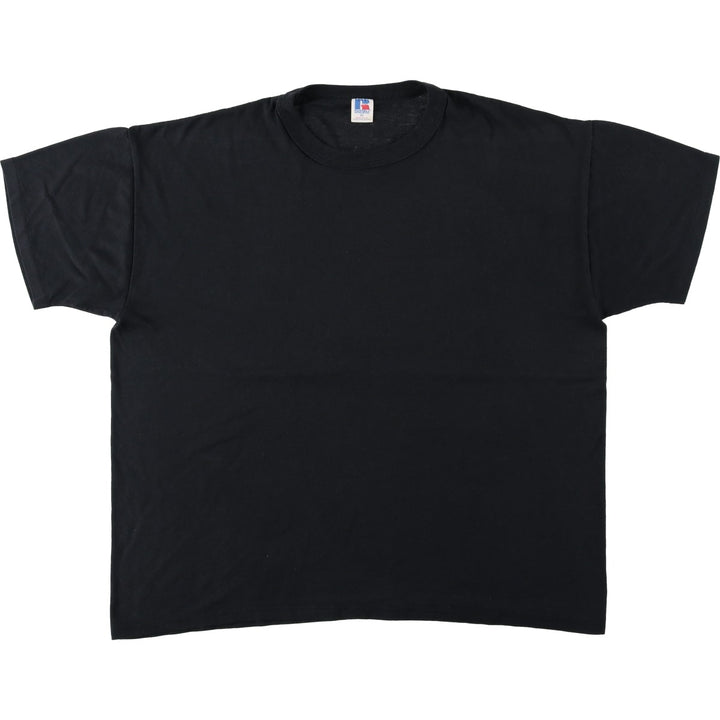 90'S Russell Athletic Plain T-Shirt, Made in USA, Men's XL equivalent, Vintage polyester black type Vintage Second Hand