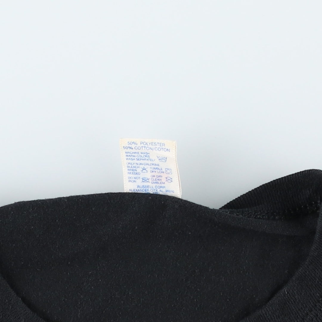 90'S Russell Athletic Plain T-Shirt, Made in USA, Men's XL equivalent, Vintage polyester black type Vintage Second Hand