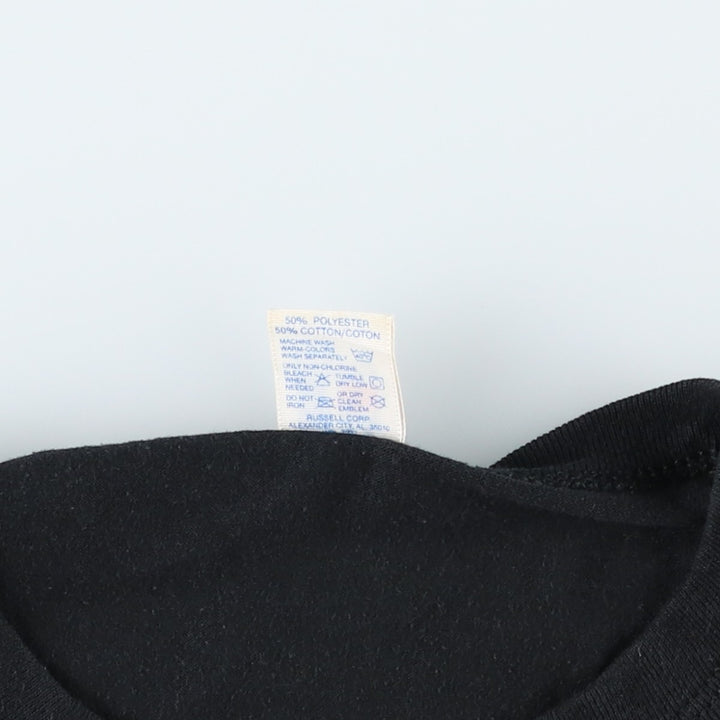 90'S Russell Athletic Plain T-Shirt, Made in USA, Men's XL equivalent, Vintage polyester black type Vintage Second Hand