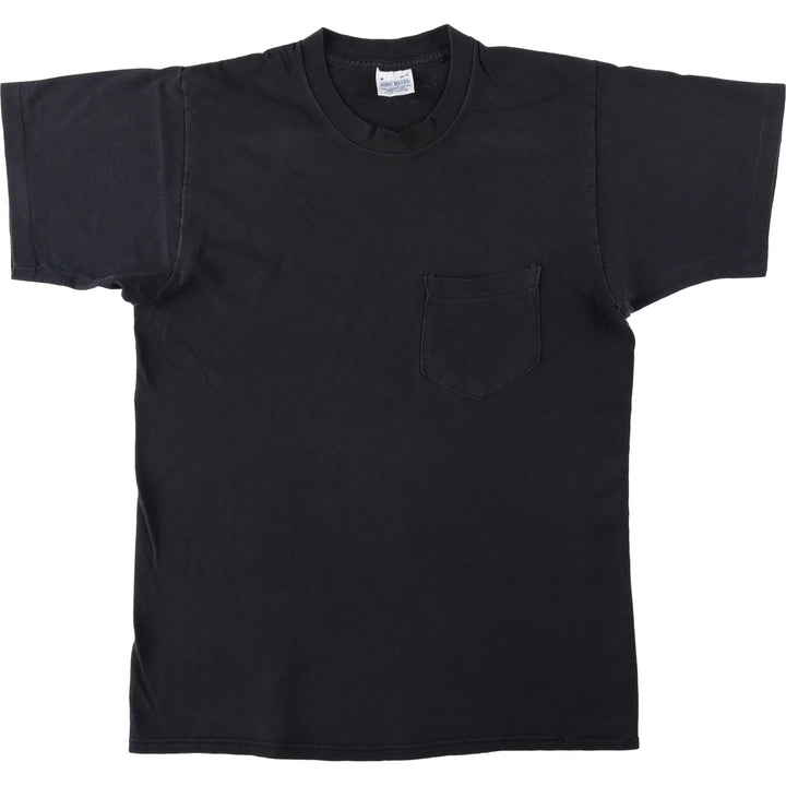 90'S JOHN HENRY plain pocket t-shirt, made in USA, men's size M equivalent, vintage. cotton black type Vintage Second Hand