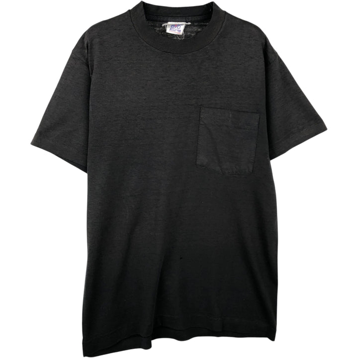80s-90'S BVD Plain Pocket T-Shirt, Made in USA, Men's Size M (Equivalent), Vintage cotton Charcoal Vintage Second Hand