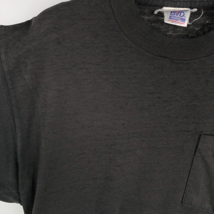 80s-90'S BVD Plain Pocket T-Shirt, Made in USA, Men's Size M (Equivalent), Vintage cotton Charcoal Vintage Second Hand