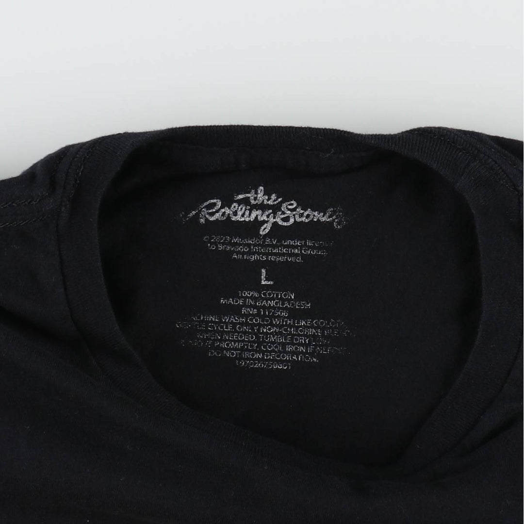 THE ROLLING STONES The Rolling Stones Band T-shirt Band T Men's L size cotton black type Vintage Second Hand