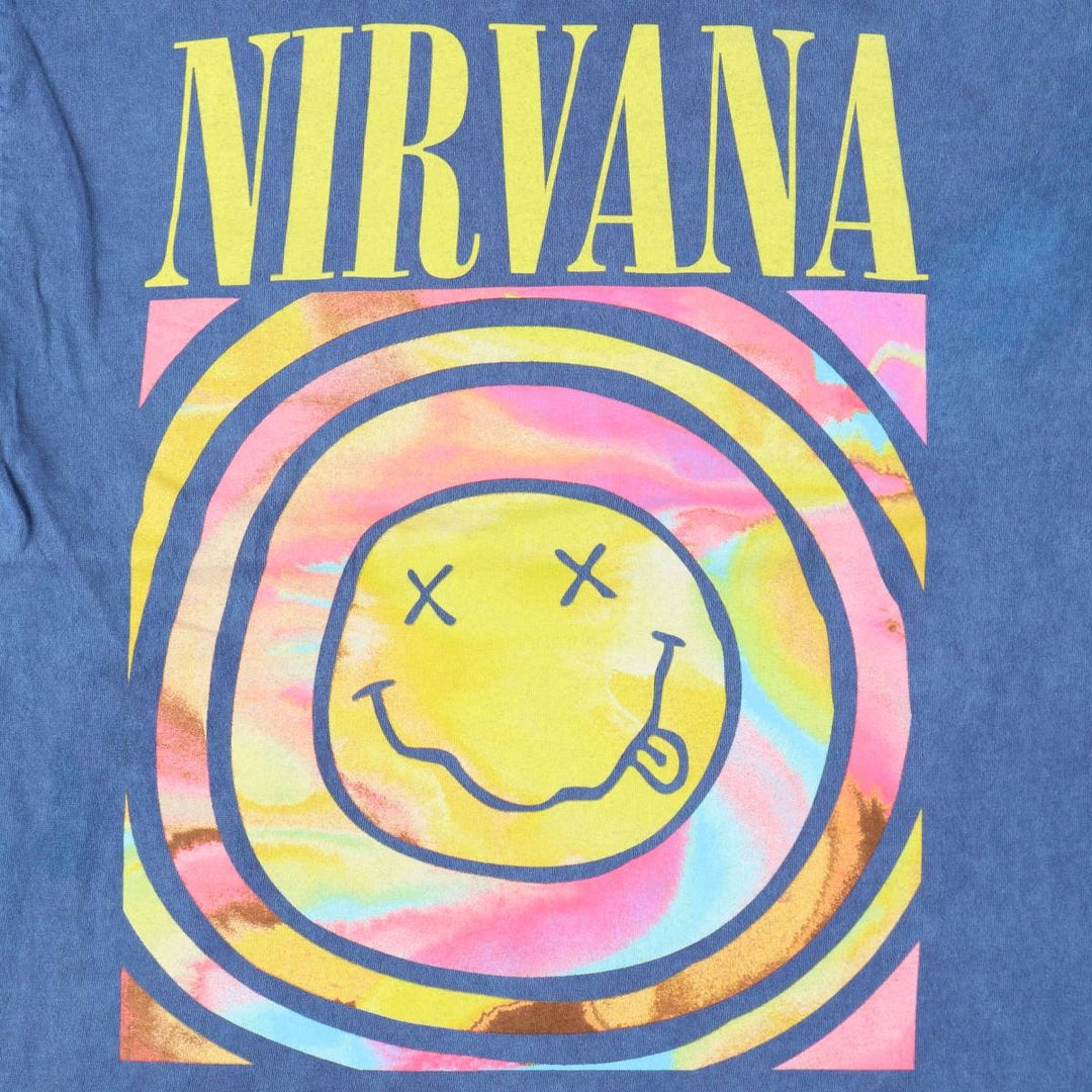 NIRVANA Nirvana Band T-shirt, Band T, Men's L size cotton blue type Vintage Second Hand