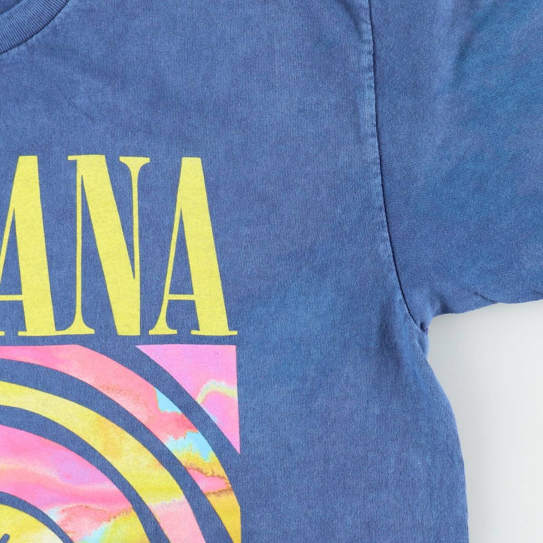 NIRVANA Nirvana Band T-shirt, Band T, Men's L size cotton blue type Vintage Second Hand