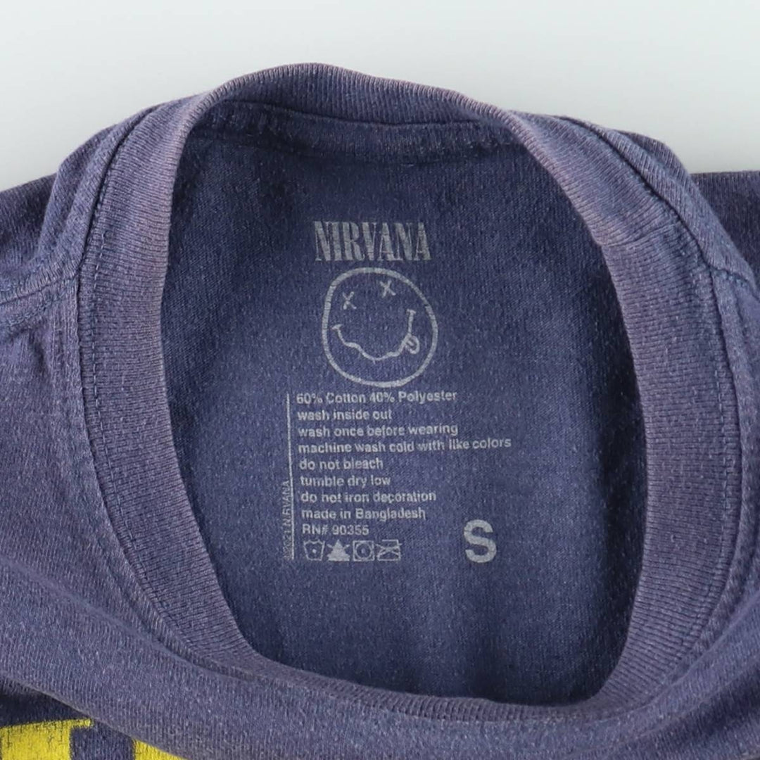 NIRVANA Nirvana Band T-shirt, Band T, Men's S size cotton blue type Vintage Second Hand