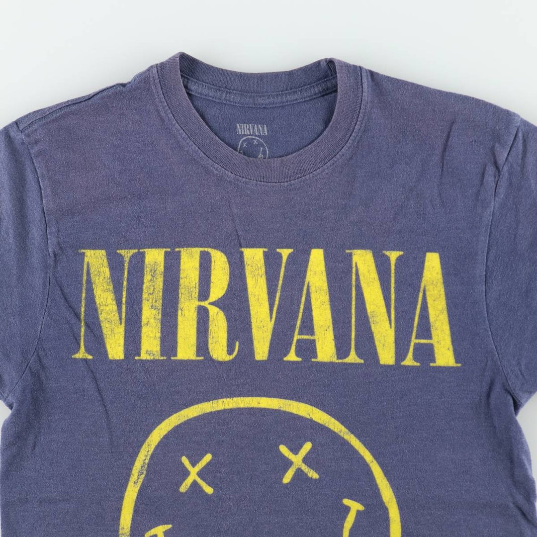 NIRVANA Nirvana Band T-shirt, Band T, Men's S size cotton blue type Vintage Second Hand