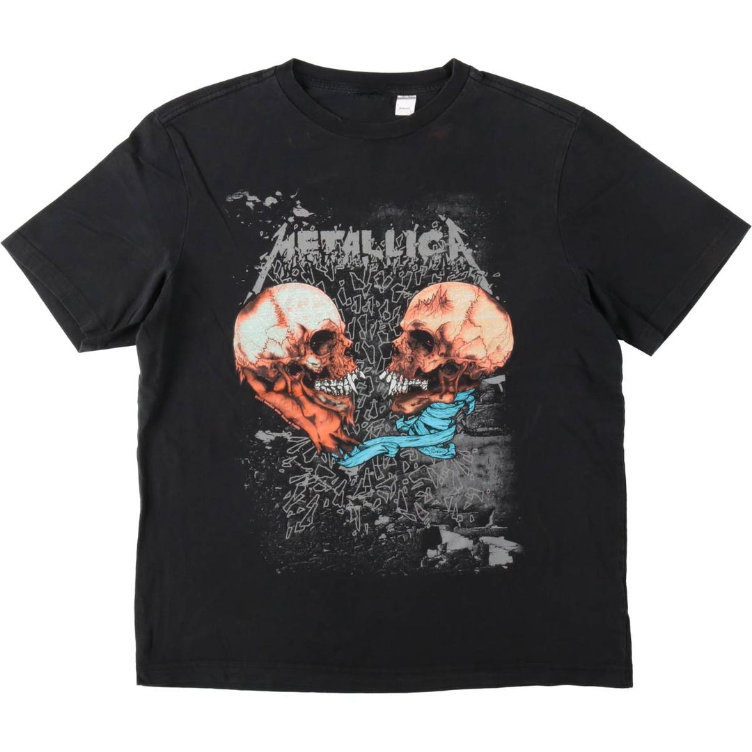 METALLICA Skull Pattern Band T-shirt, Band Tee, Men's XL size unclear black type Vintage Second Hand