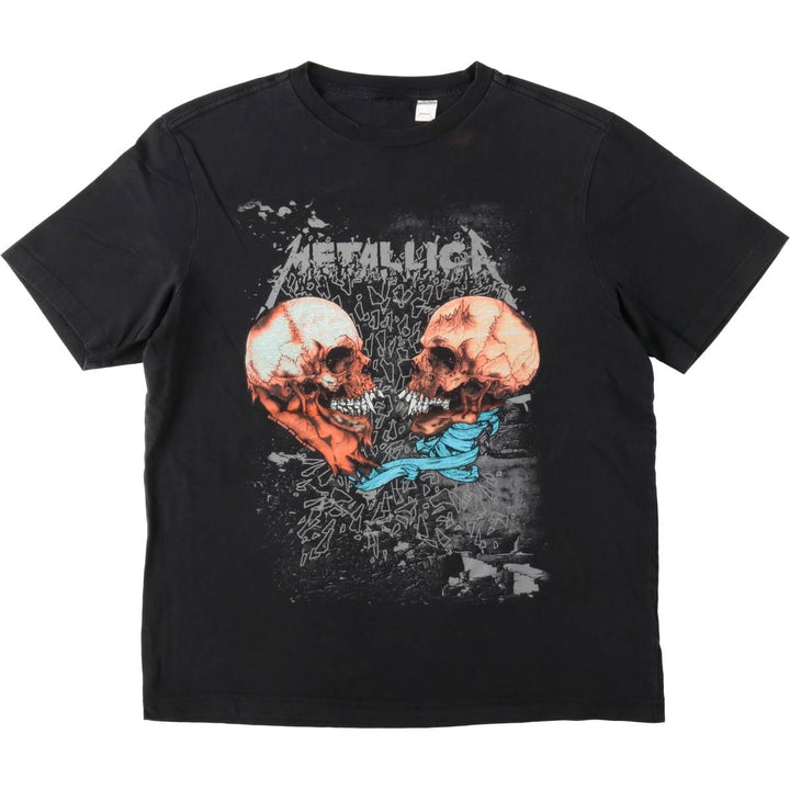 METALLICA Skull Pattern Band T-shirt, Band Tee, Men's XL size unclear black type Vintage Second Hand