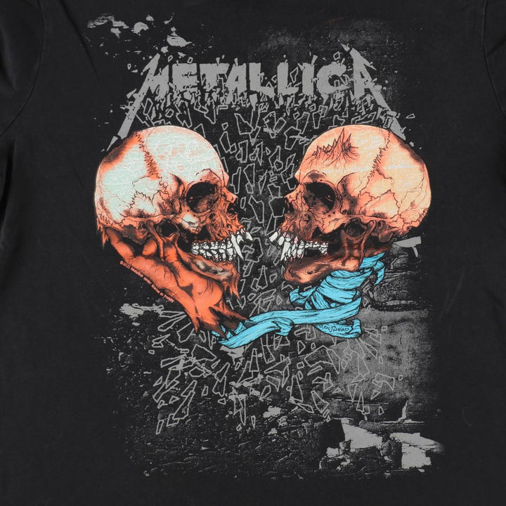 METALLICA Skull Pattern Band T-shirt, Band Tee, Men's XL size unclear black type Vintage Second Hand