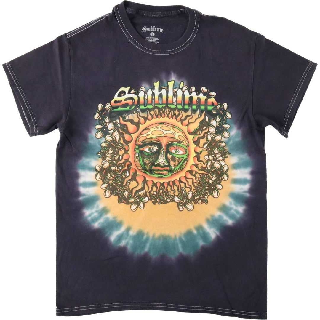 SUBLIME Tie-dye Pattern Band T-shirt (Men's Size S) cotton navy blue type Vintage Second Hand