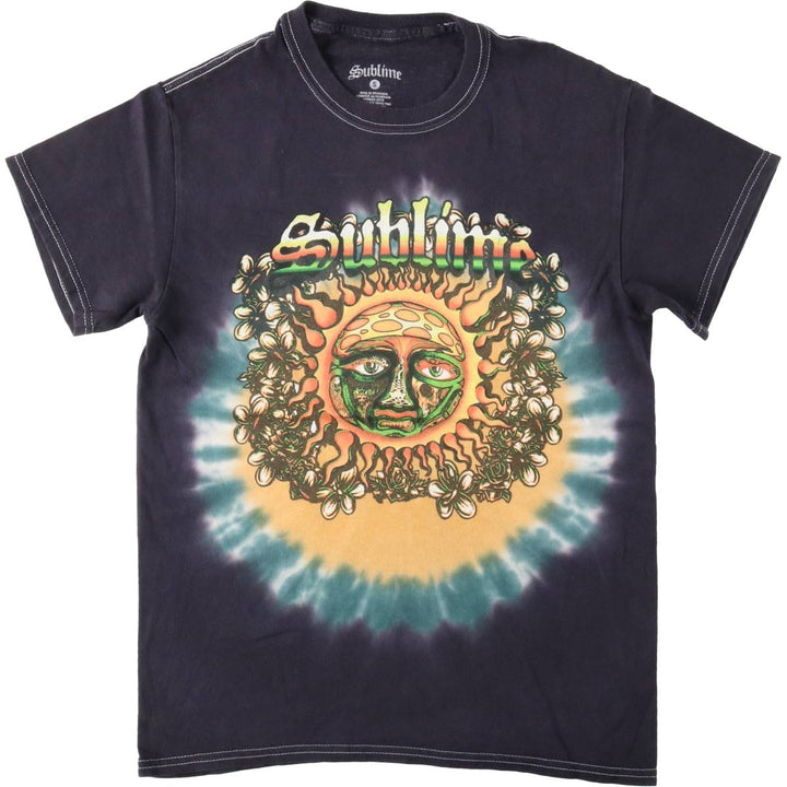 SUBLIME Tie-dye Pattern Band T-shirt (Men's Size S) cotton navy blue type Vintage Second Hand