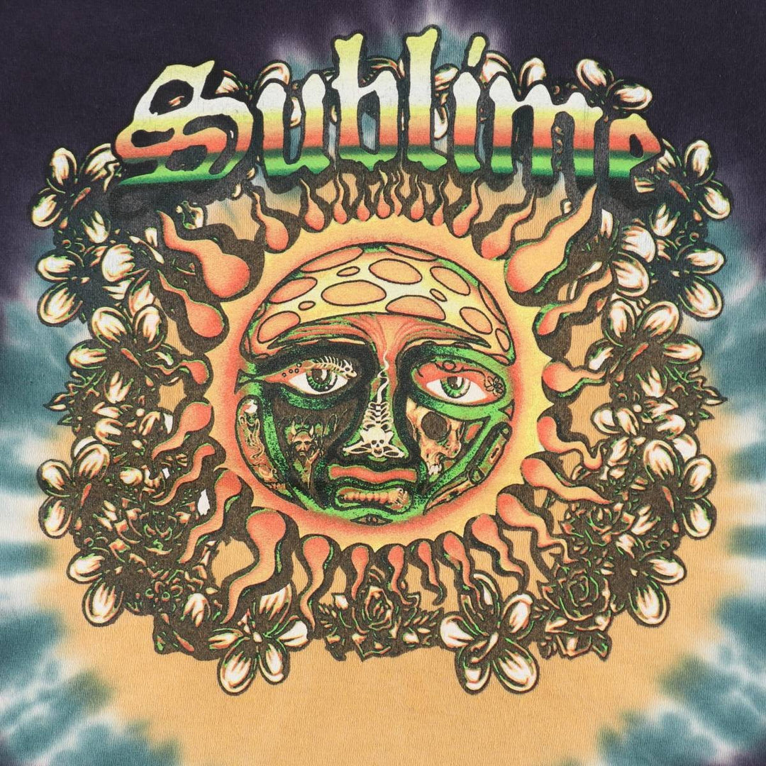 SUBLIME Tie-dye Pattern Band T-shirt (Men's Size S) cotton navy blue type Vintage Second Hand