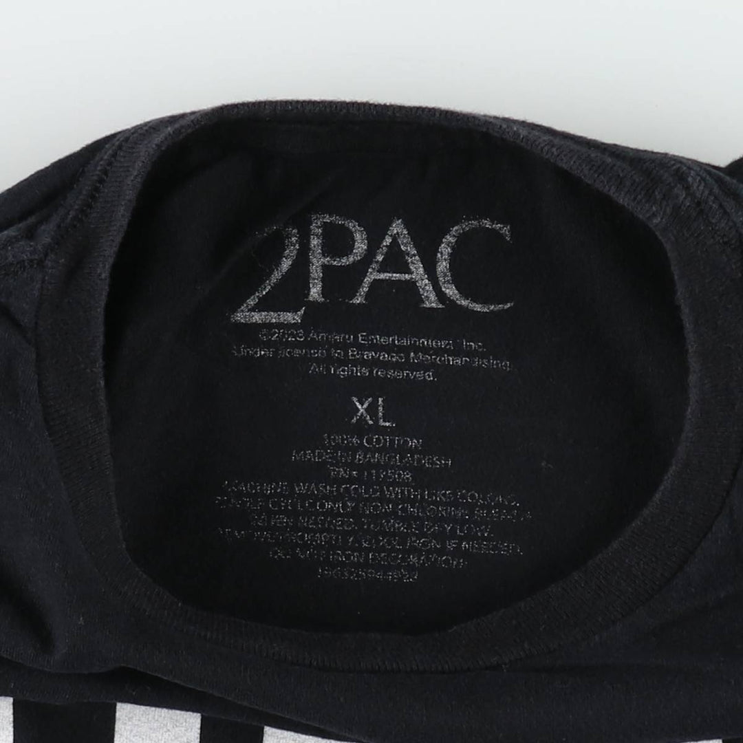 2pac rap t-shirt, men's XL size cotton black type Vintage Second Hand