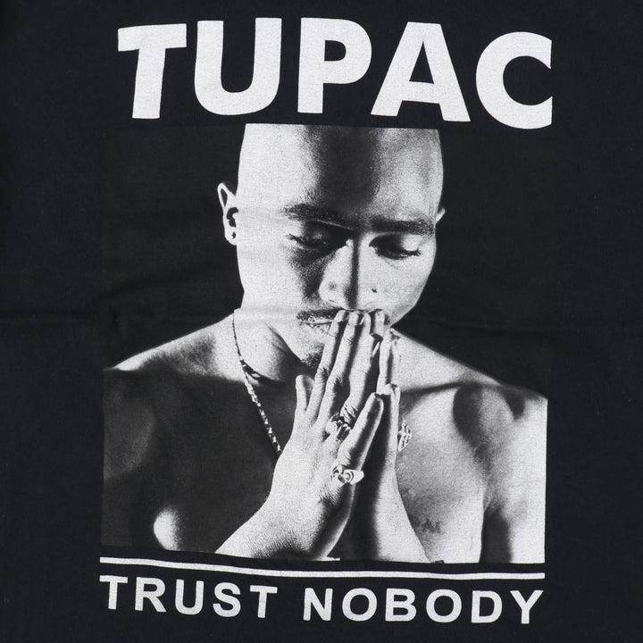 2pac rap t-shirt, men's XL size cotton black type Vintage Second Hand
