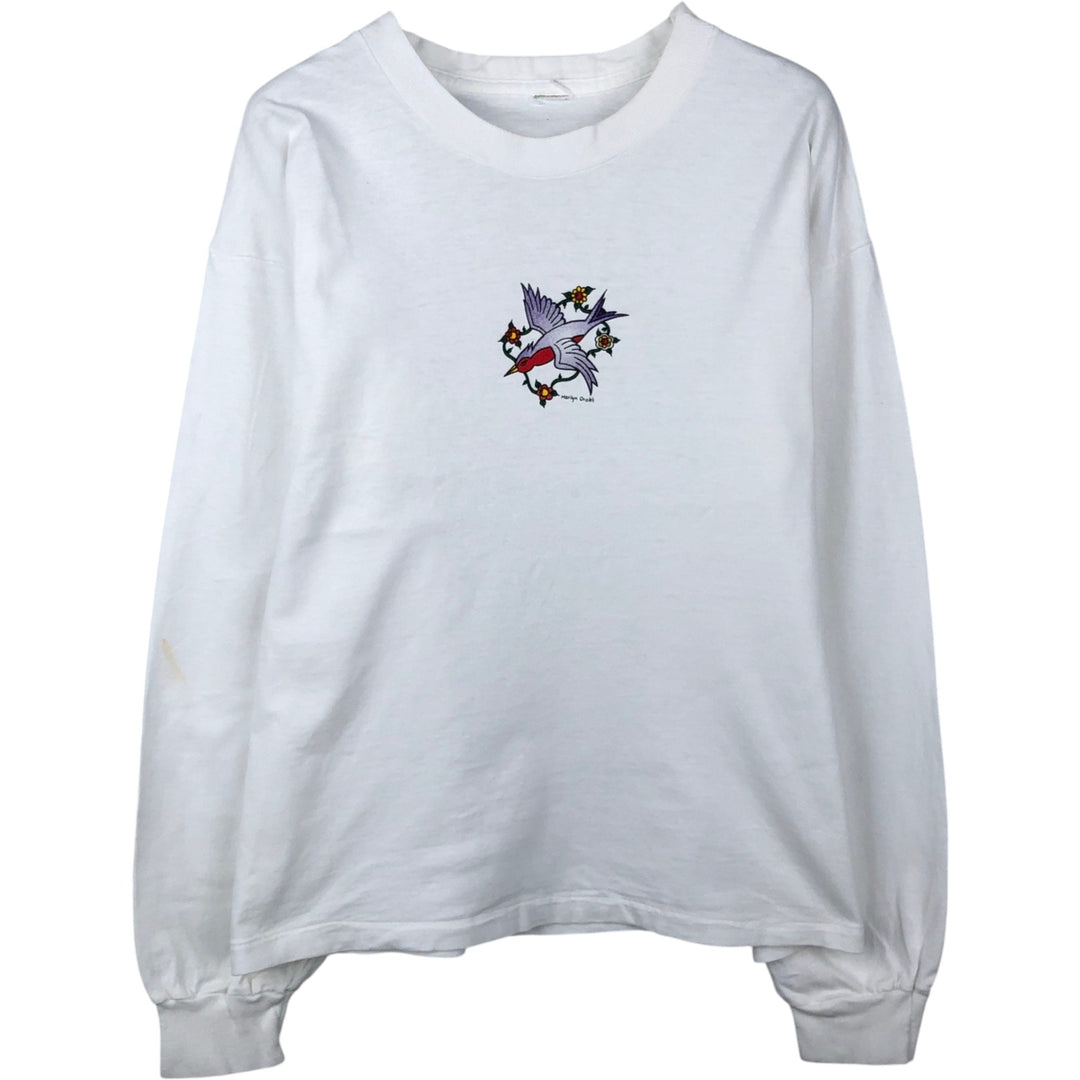~90'S Long-Sleeve T-Shirt, Men's XL Equivalent, Vintage unclear white type Vintage Second Hand