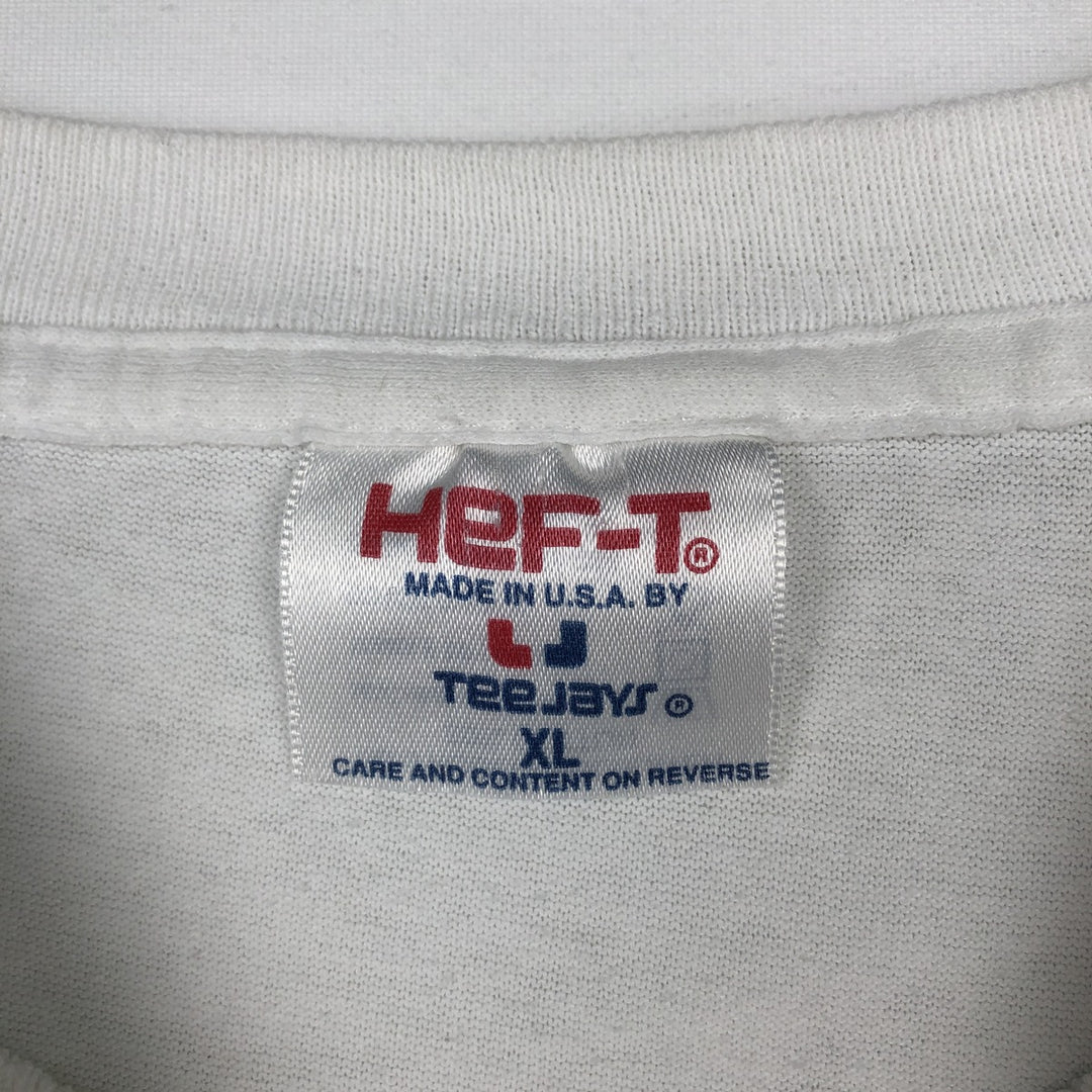 90'S Tee Jays HEF-T Long-Sleeve T-Shirt, Made in USA, Men's XL equivalent. polyester white type Vintage Second Hand