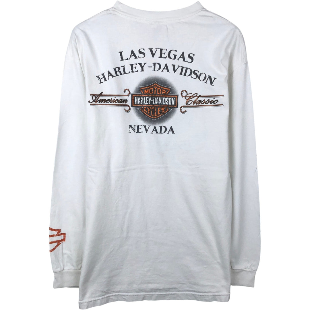 Harley-Davidson Motorcycle Long Sleeve T-Shirt, Men's Size L cotton white type Vintage Second Hand