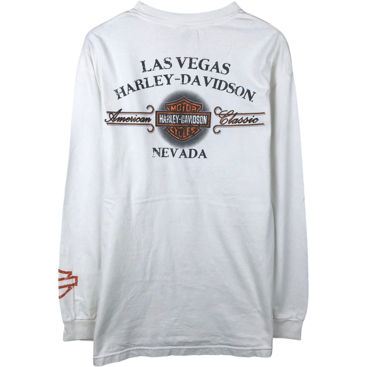 Harley-Davidson Motorcycle Long Sleeve T-Shirt, Men's Size L cotton white type Vintage Second Hand
