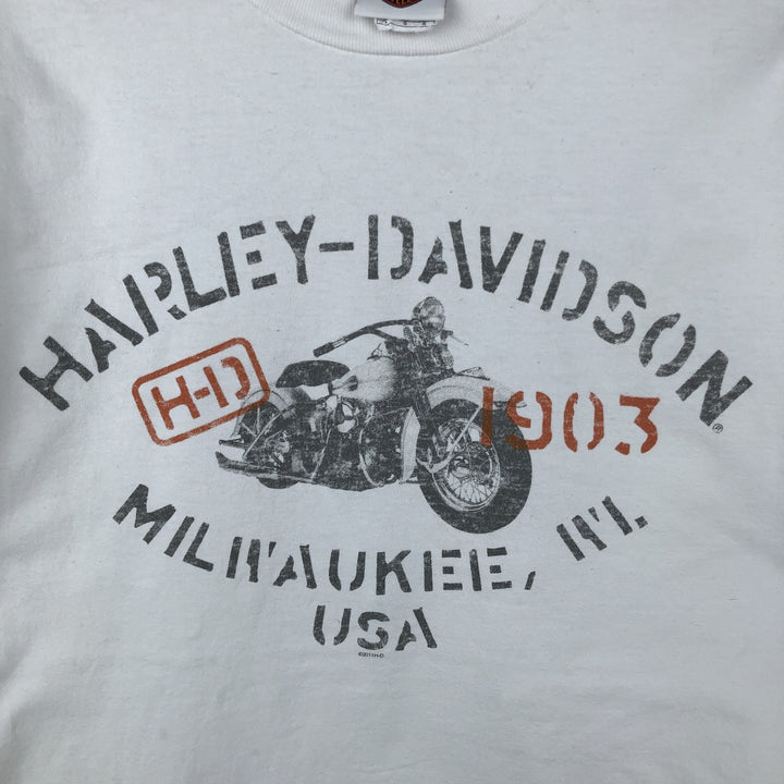 Harley-Davidson Motorcycle Long Sleeve T-Shirt, Men's Size L cotton white type Vintage Second Hand