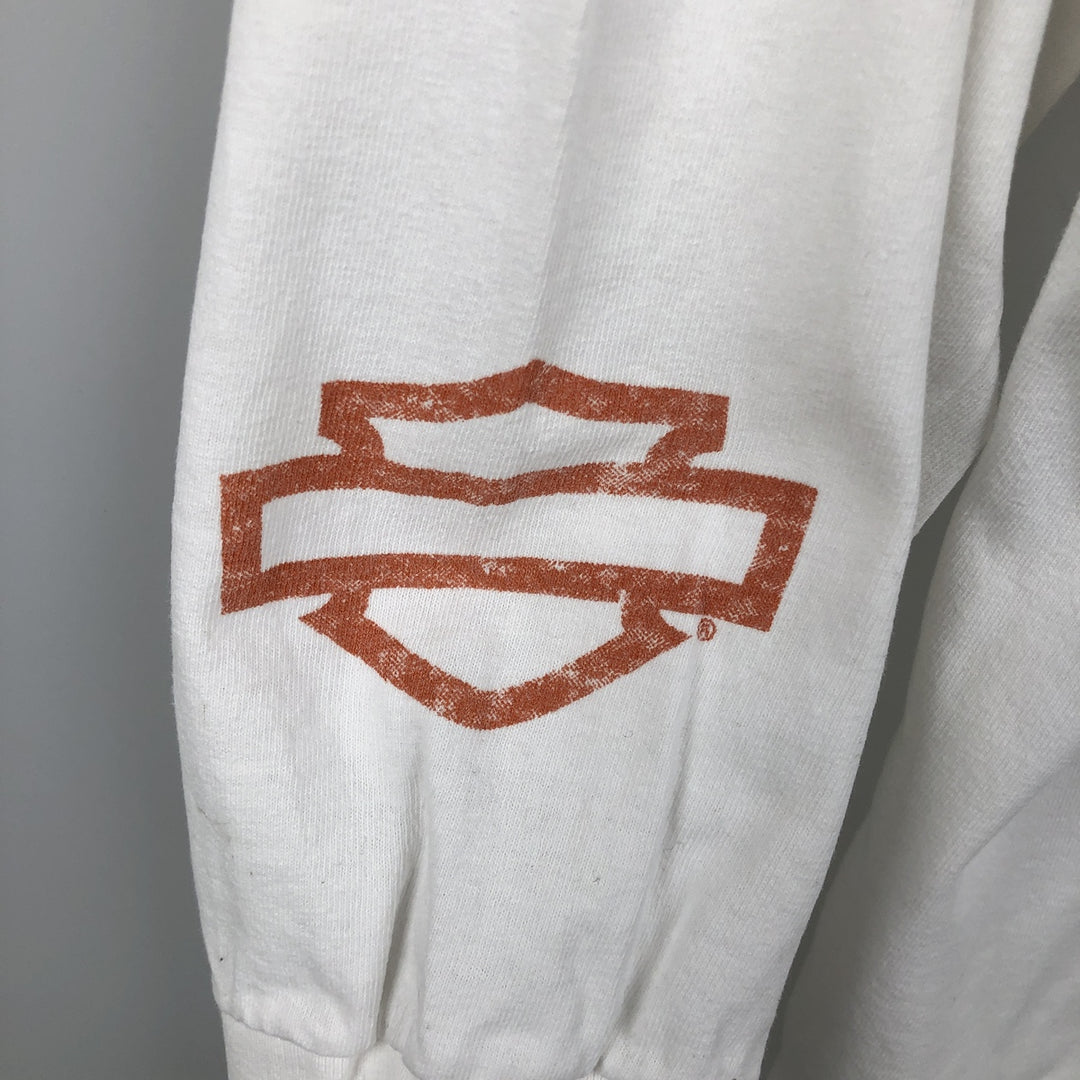 Harley-Davidson Motorcycle Long Sleeve T-Shirt, Men's Size L cotton white type Vintage Second Hand